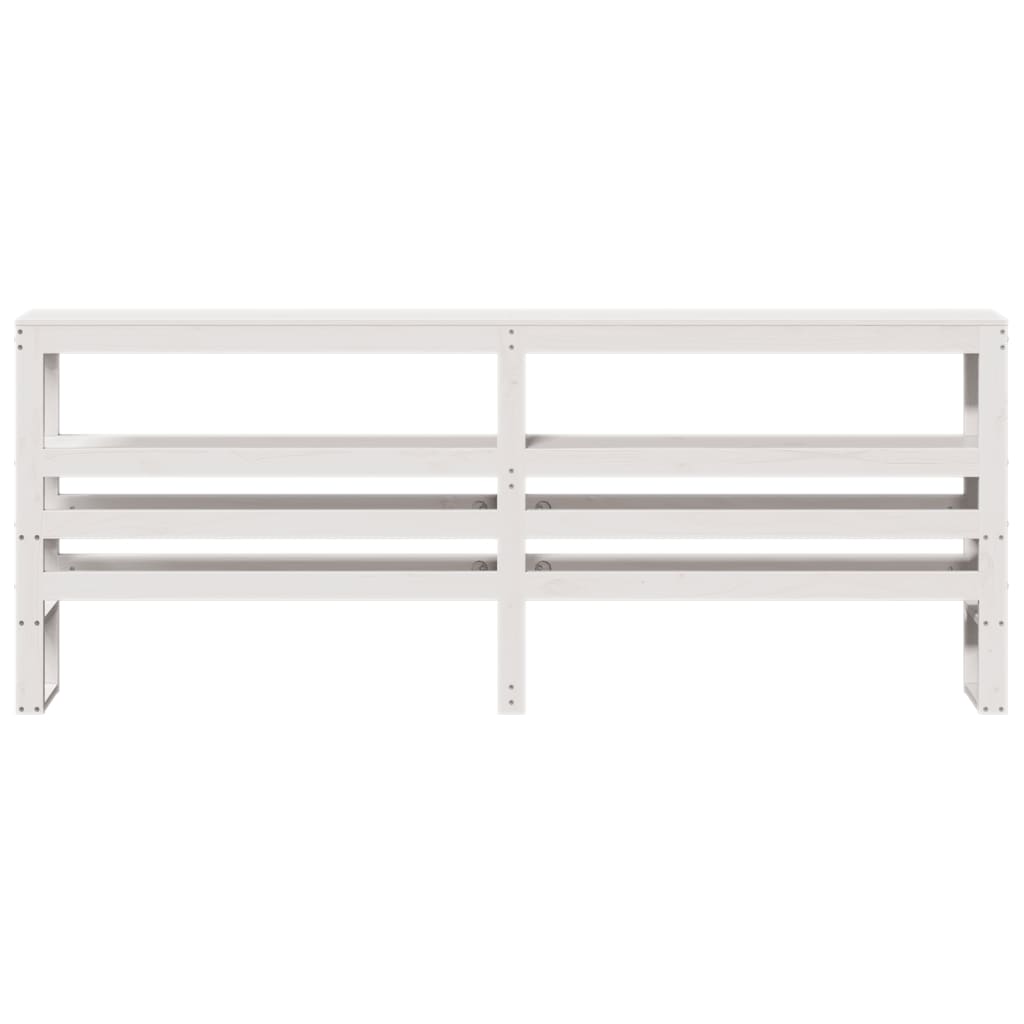 Headboard with Shelves White 200 cm Solid Wood Pine